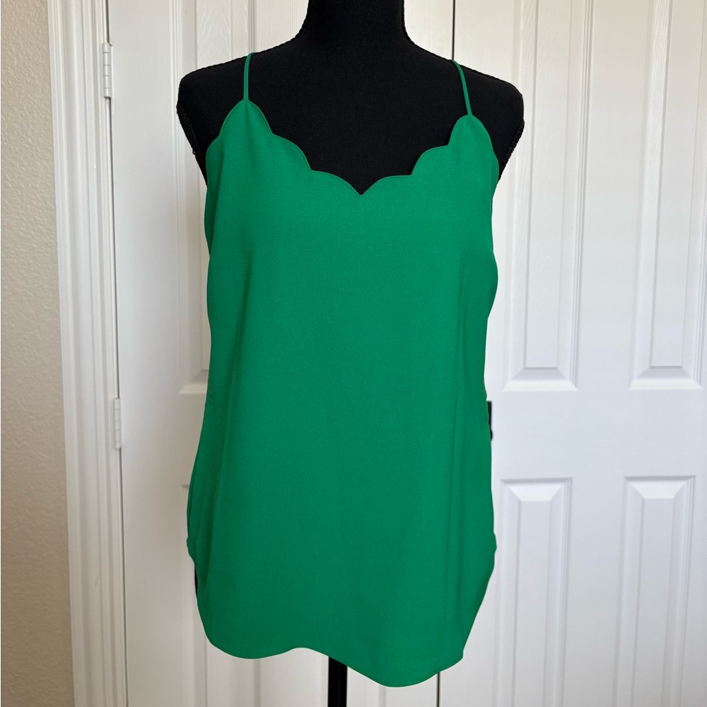 J. Crew Vibrant Green Scallop Camisole